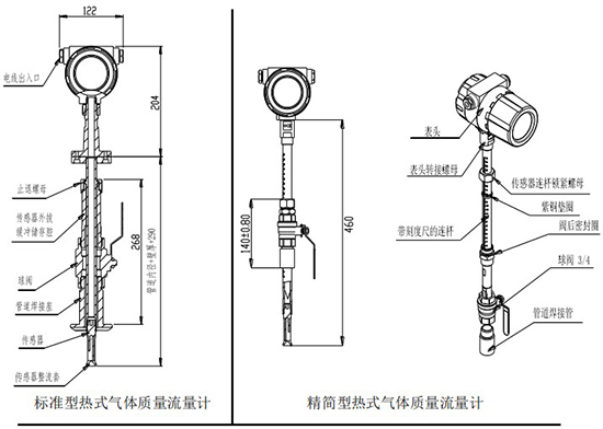 氫氣熱式流量計插入式結構圖